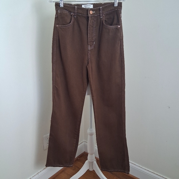 Reformation Cowboy High Rise Brown Straight Leg Jeans In Chocolate Size 27 - Picture 3 of 7